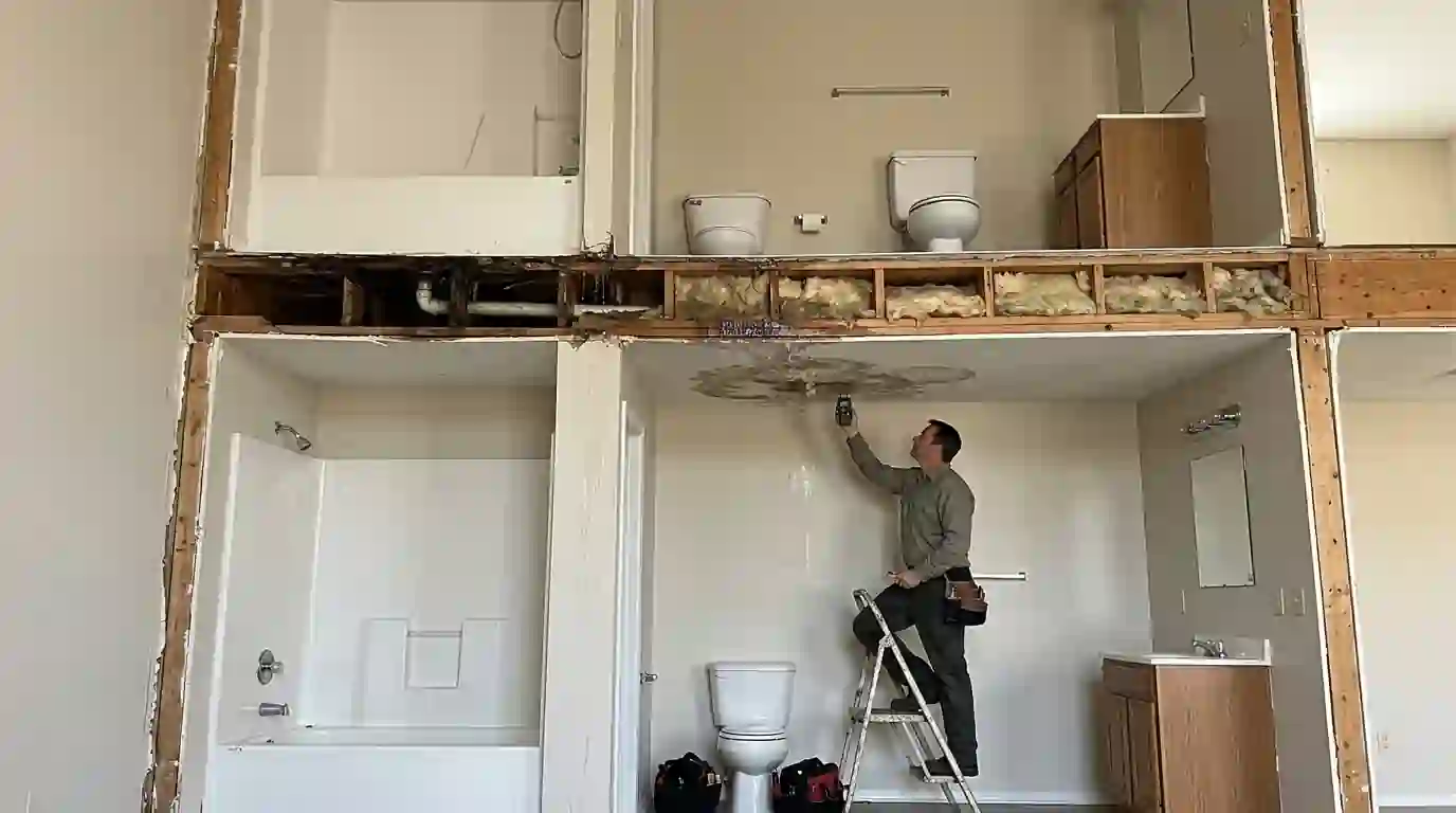 Moisture check in a unit below a leak