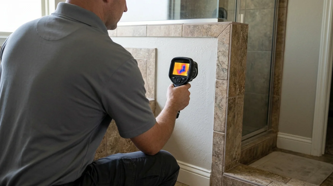 Thermal camera scan of a bathroom wall