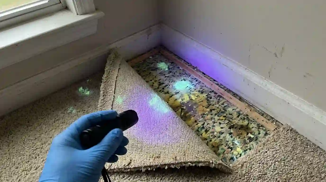 UV light finding pet urine spots on carpet