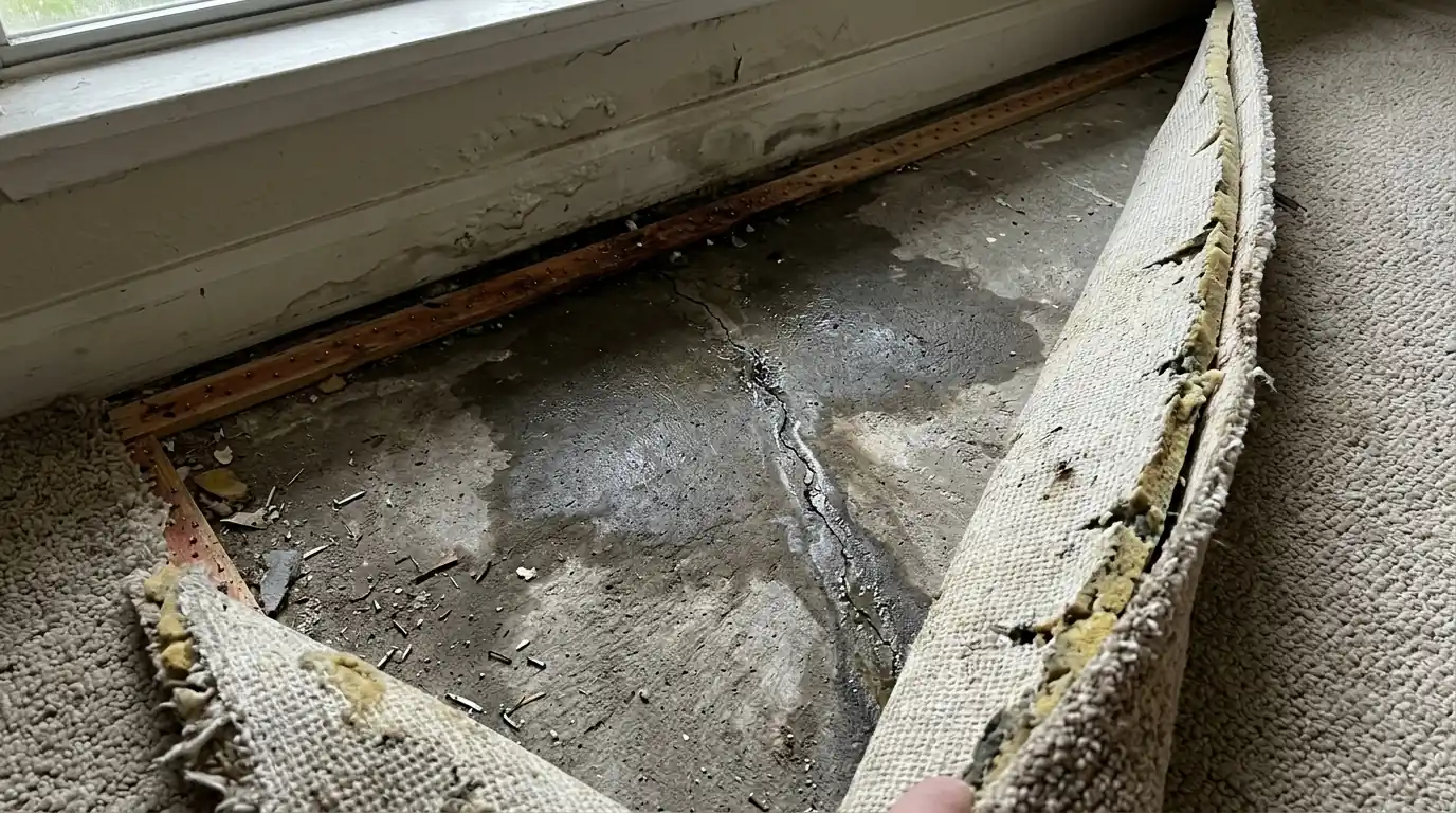 Groundwater seeping through a slab crack