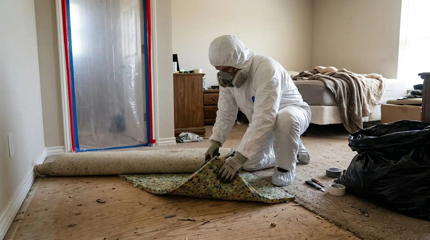 Contained room during biohazard cleanup