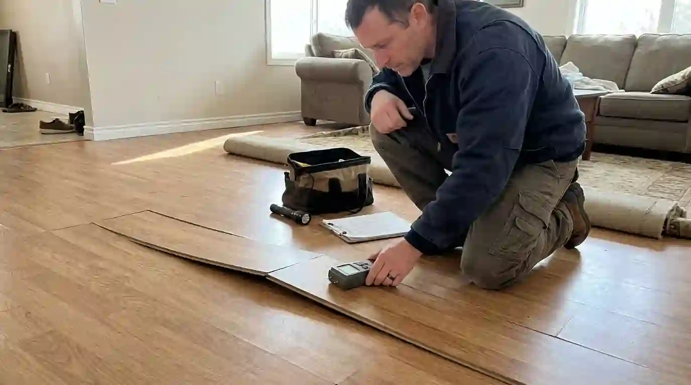 Lifted laminate over a wet concrete slab