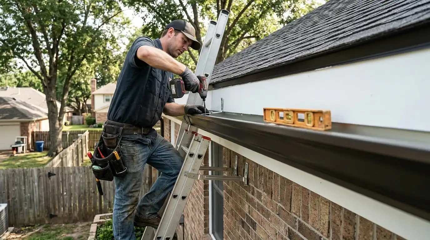 New gutter hangers going into fresh fascia