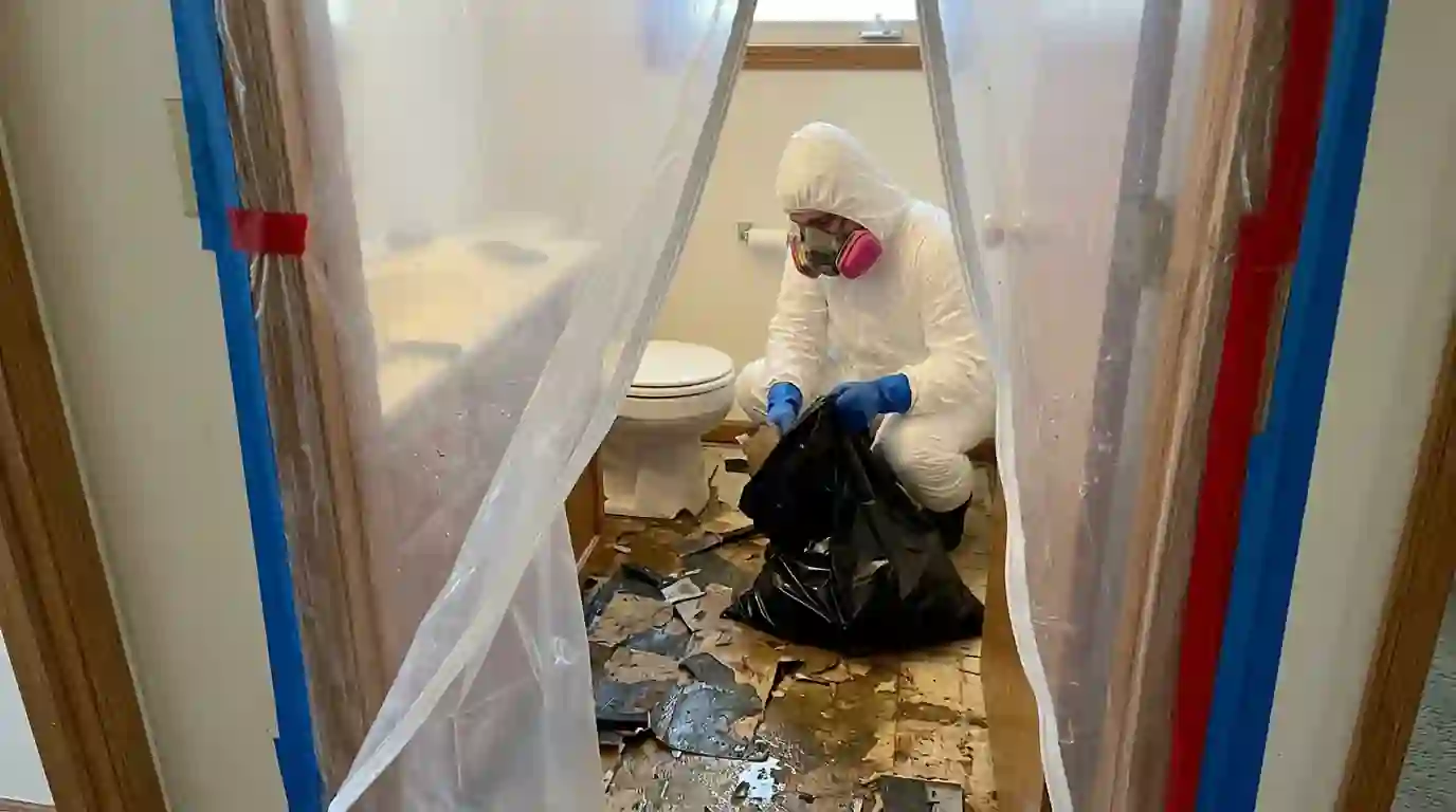 Contained sewage cleanup in a bathroom