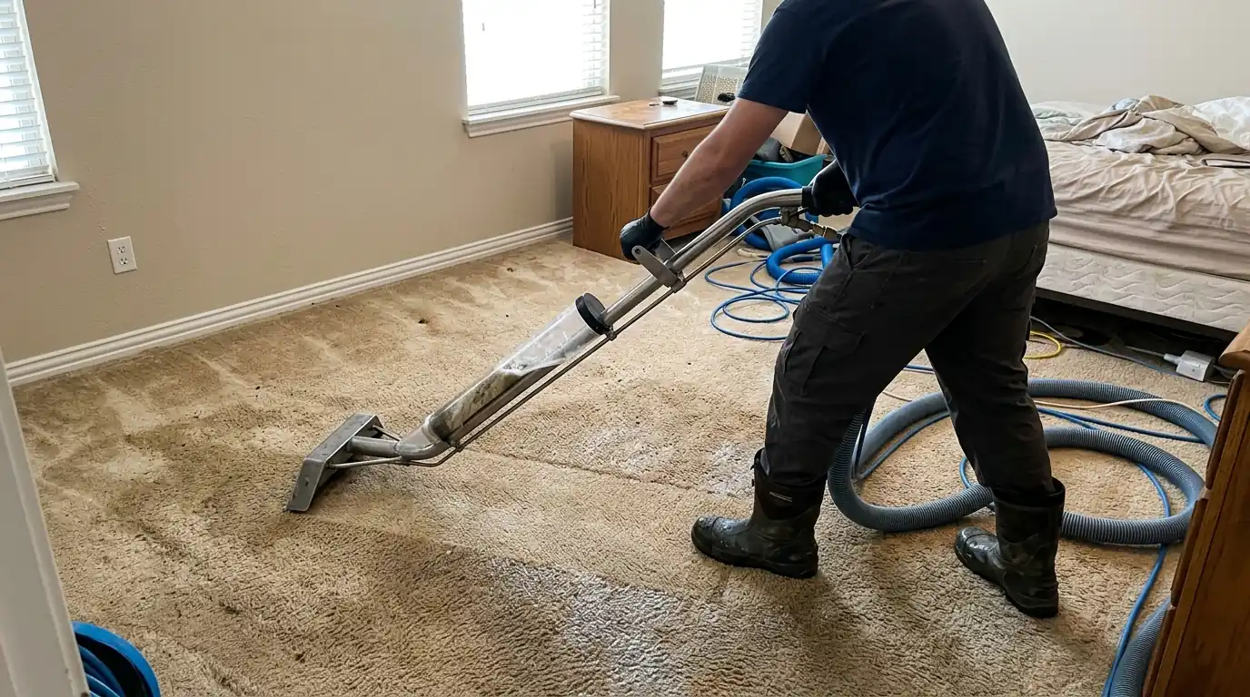 Weighted extraction on soaked bedroom carpet