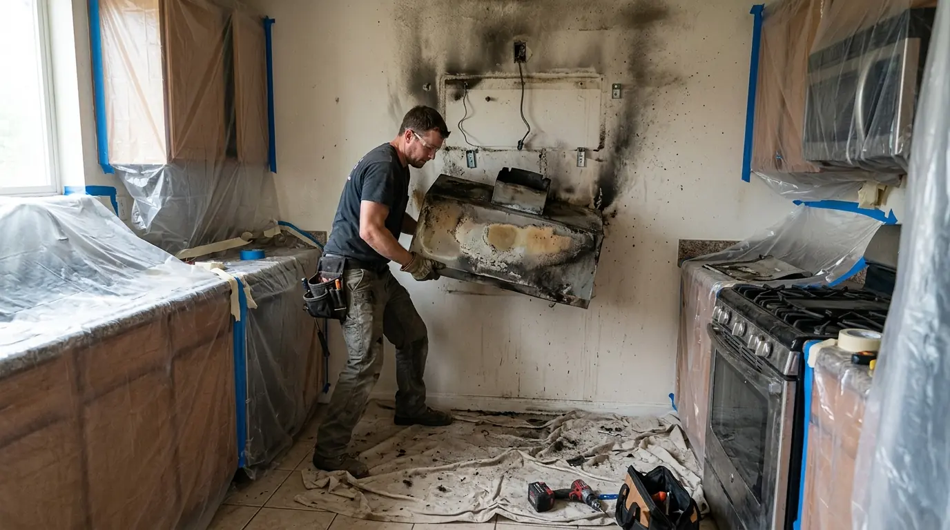 Removing a burned range hood
