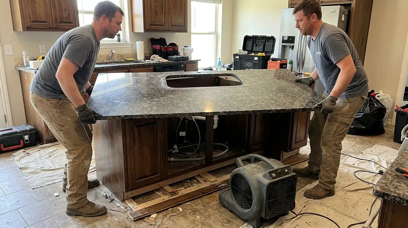 Countertop lifted off for cabinet replacement